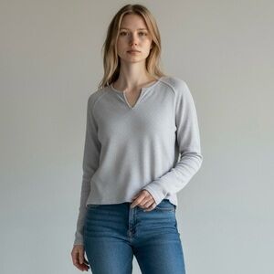 The Group by Babaton Waffle Knit Long Sleeve Top Relaxed Fit Size S
